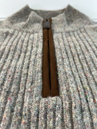 MainLine Custom Clothiers Mens XL 100% Merino wool Tweed 1/4 Zip Sweater EUC! - Picture 3 of 8