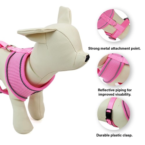 Dog Harness Puppy Pet Soft Adjustable Comfortable Reflective Breathable Vest - Picture 17 of 74