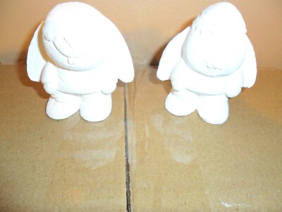 Bunnies Set of 2 Bunny Easter Set Plaster Ready to Paint Figures