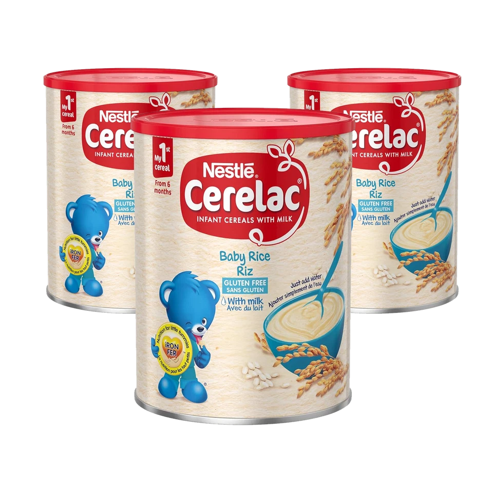 Nestle Cerelac Baby Rice with Milk 3 x 400g (3 tubs) - Short Dated