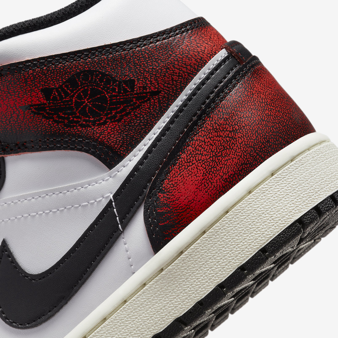 Nike Air Jordan 1 Mid Wear Away Black Infrared Red Sail