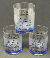 3 Culver Frosted Schooner Sailing Ship Nautic...