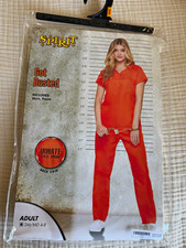 Spirit Got Busted Inmate Prison Costume Adult S/M Orange Polyester Stretch