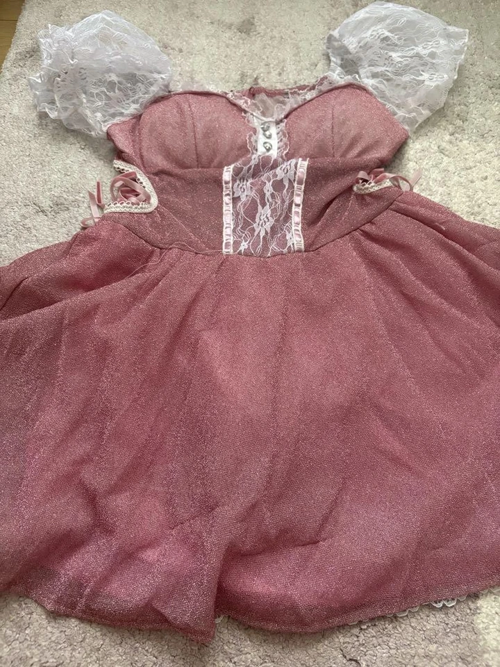 Disfraz de conejito rosa niña M con volantes de encaje y accesorios Japón Foto 2 de 3