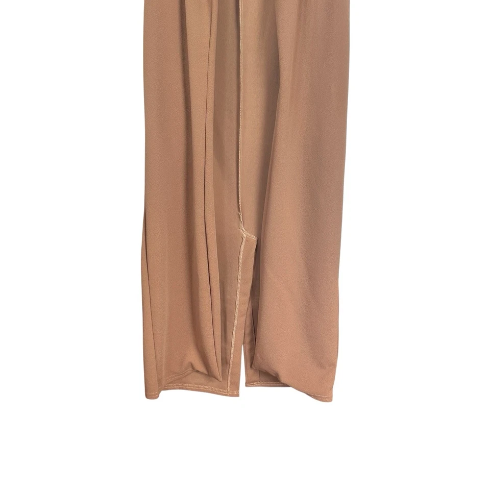 Женский кардиган Boohoo размер 2 коричневый открытый длинный без рукавов с воротником - Изображение 3 из 4