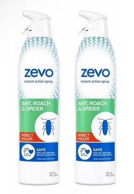 Zevo Roach Pest Killer Ant, Spider Insect Spray (Two-10 oz) Safe for Kids / Pets