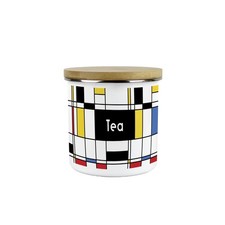 Retro Tea Canister - Art Deco 600ml Enamel Kitchen Storage Tin