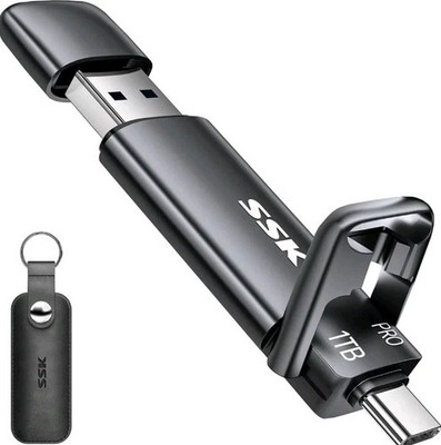 SSK 1TB USB C Thumb Drive up to 1000MB/s,Fast Flash Dual Drive,External Portable