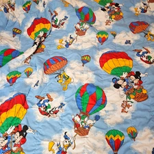 Vintage Disney Mickey Mouse Hot Air Balloon Twin Comforter Bedspread 78 x 102