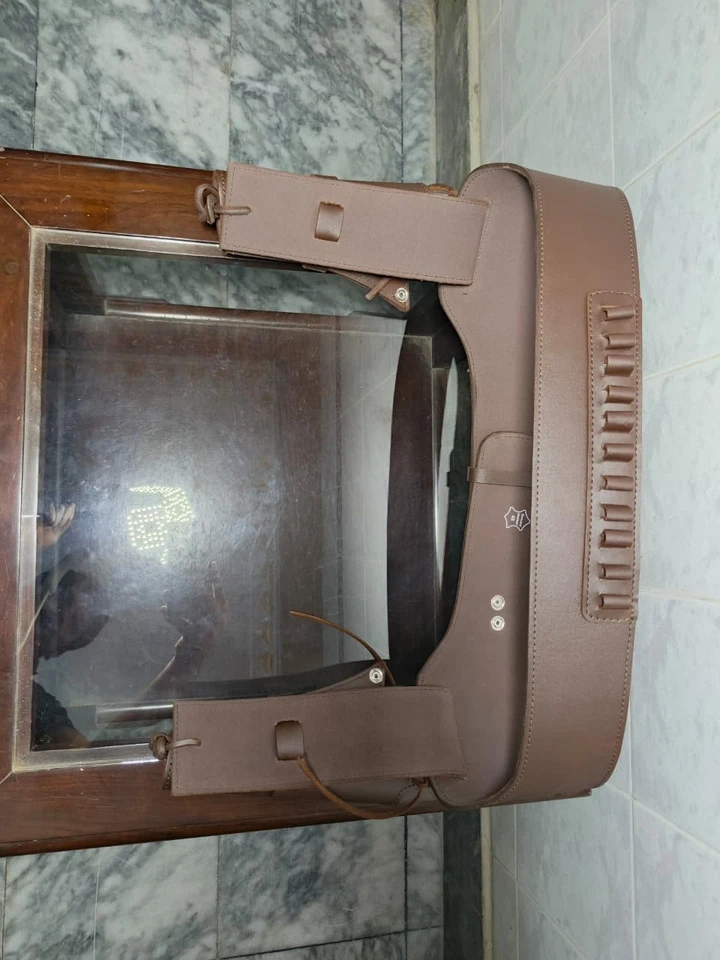 COWBOY REVOLVER LEATHER GUN HOLSTER BELT BROWN WESTERN Double Gun Holster New BE - Image 4 of 4