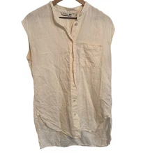 Uniqlo x J.W. ANDERSON 100% Linen Minimalist Button Up Sleeveless Top SZ MD 