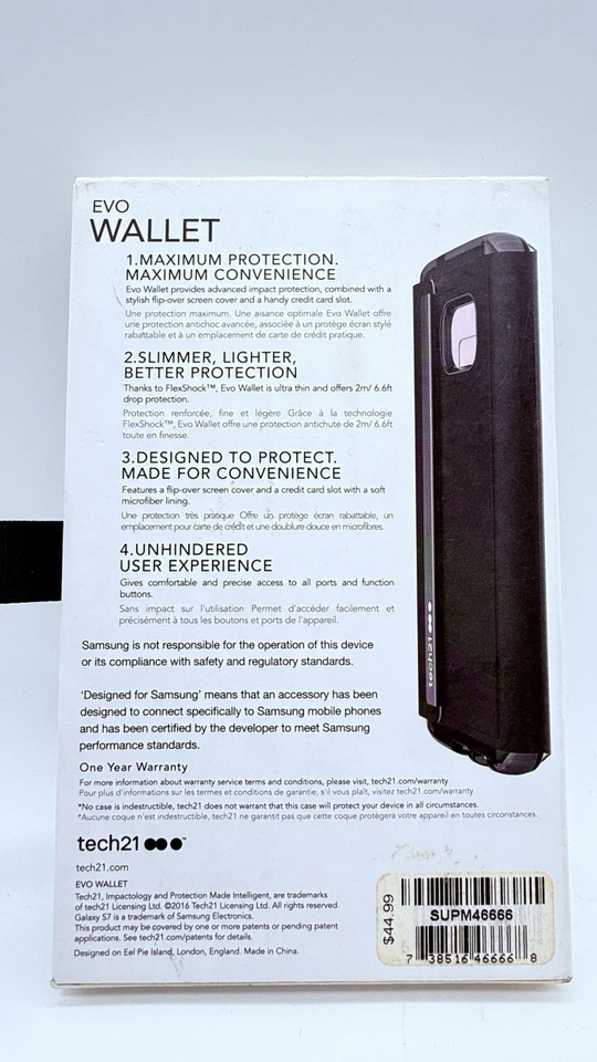 Evo Wallet Phone Case Maximum Protection for Samsung Galaxy S7 - Black - New - Image 2 of 3