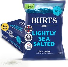 Box of Burts Lightly Sea Salted Crisps 20x 40g Bags Hand Cooked Crisp