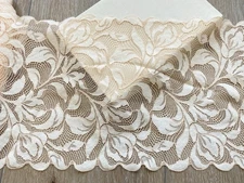 4-ways Stretch  2-tones Embroidered Lace Trim /Sewing/Crafts/Lingerie/8.75" Wide