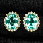 Seafoam Green Paraiba Tourmaline 6.05Ct 925 Sterling Silver 24K Gold Earrings