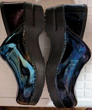 Dansko Professional Clogs EU 38 7.5-8 Black Petrol Patent Iridescent Work Shoe