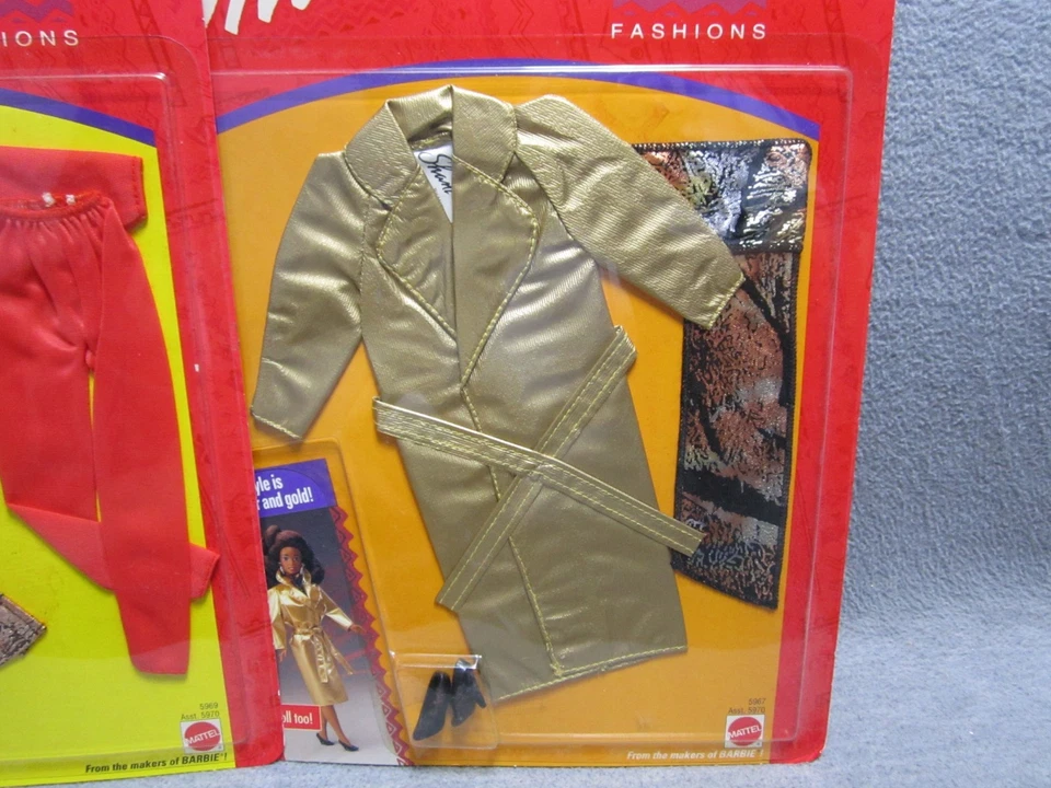 Lote de 2 gabardinas doradas SHANI muñecas Barbie negras estilo chisporroteo de moda Foto 2 de 4