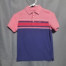 Vineyard Vines Chest Stripe Edgartown Polo Jetty Red Boys SMALL 8/10 Whale Logo