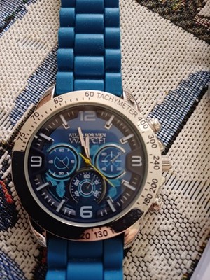 Daniel Hechter,for ''atlas for men'' Herrenuhr, blaues Zifferblatt, Silikonarmband