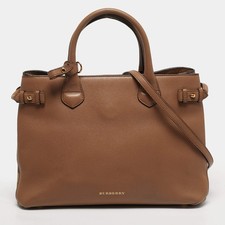 Burberry Banner Medium Beige House Check Canvas and Leather Tote