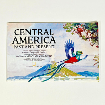 Vintage 1986 National Geographic Map Central America Past Present Quetzal