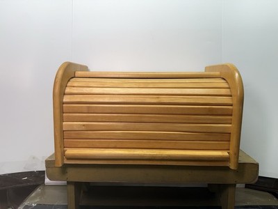 Beautiful Wooden Oak Roll Top Breadbox Vintage Bread Box Grannycore