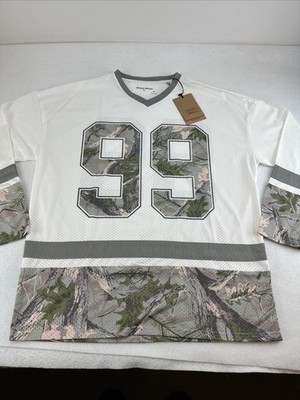 Broken Threads Jersey M White And Camo #99 Mesh Football Jersey Long Sleeve NWT