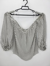 Milly Top Womens Medium Black White Polka Dot...