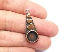 Heart Charms Pendant Bezels, Resin Blank, inlay Mountings, Mosaic Frame Cabochon