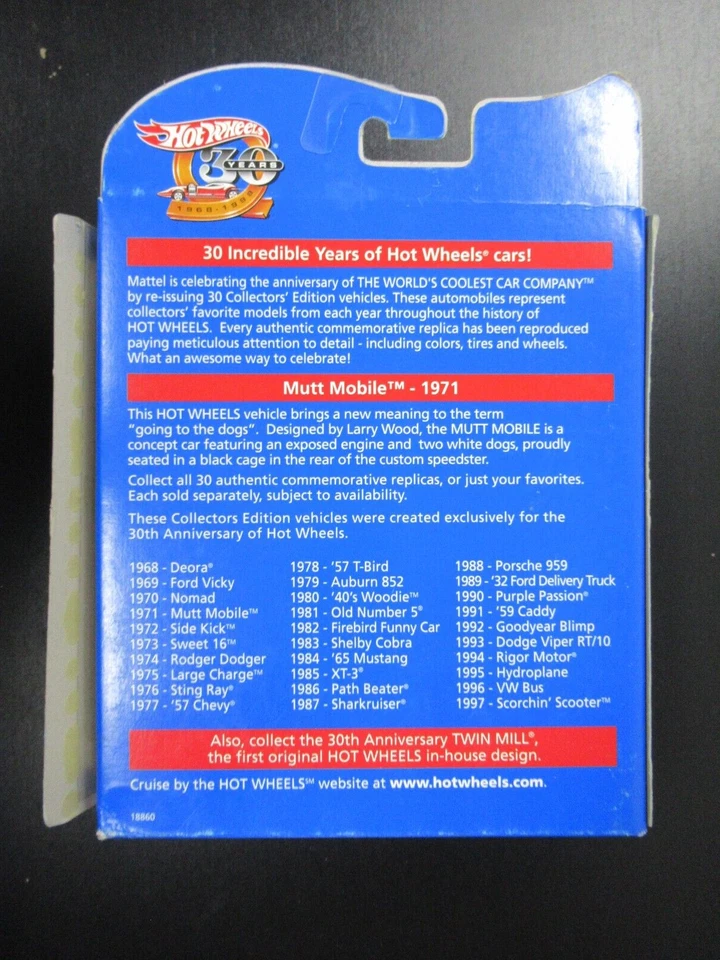 Lot 5 Hot Wheels 30th Ann. Mutt Mobile Firebird XT-3 32 Ford Rigor Motor (d) - Image 3 of 4