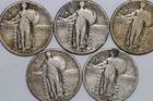 1925, 1927 1928, 1928-S, 1929 Standing Liberty Silver Quarter F to VF (NUM8280)