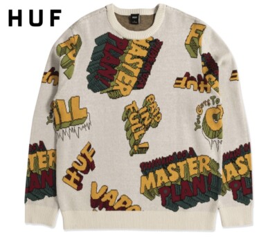 HUF  Paid In Full Crewneck Sweater Cream Men s Size Small KN00427 NWT $100  