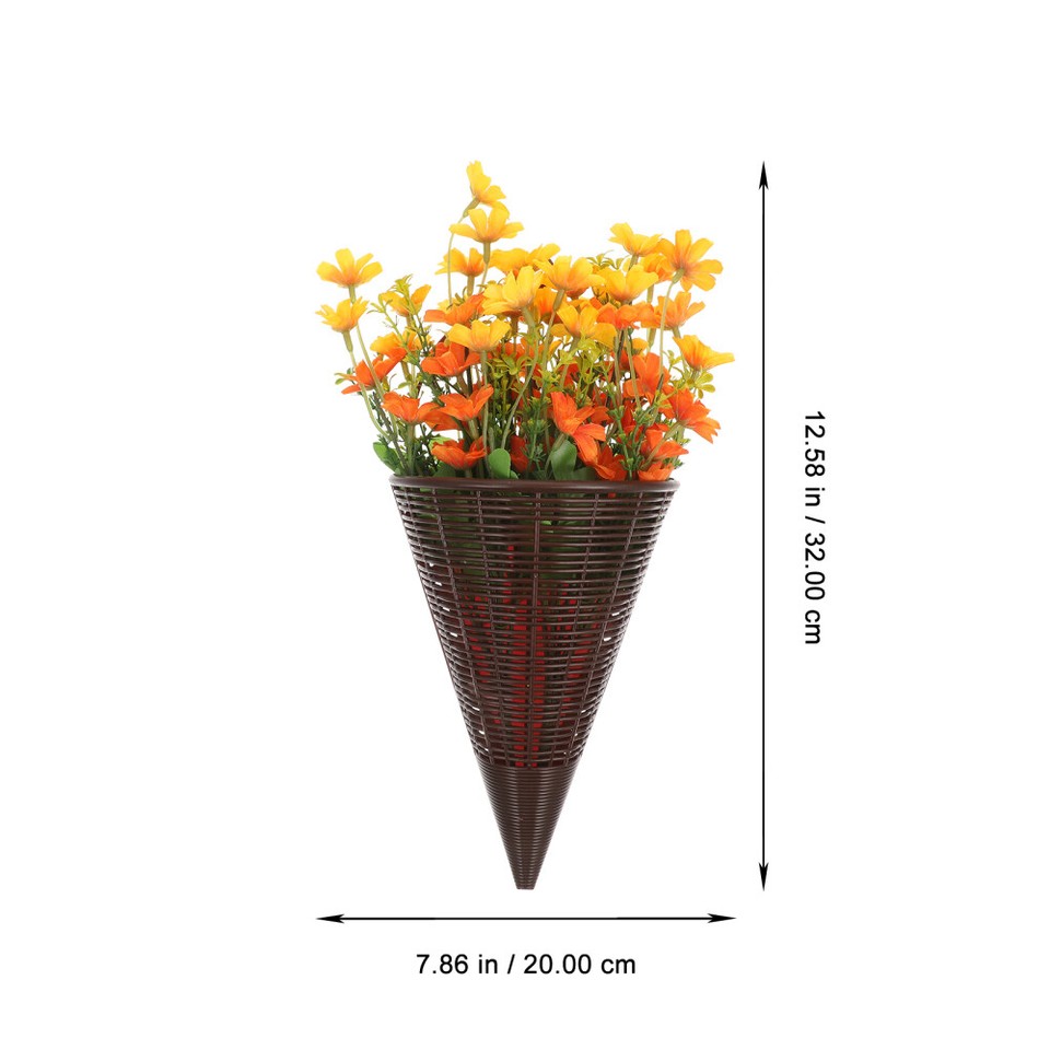 Artificial Outdoor Potted Flowers Simulation with Basket Wall Decor