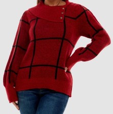  52 ADRIENNE VITTADINI Women's Red Long Sleeve Jaqcquard Pullover Sweater Size L