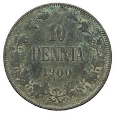 1900 Russian Finland 10 Pennia Copper Coin