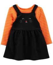 CARTER'S Girls 2-Piece Halloween Bodysuit  Jumper Set Black  Orange PICK SIZE