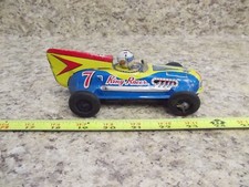Vintage Tin ORIGINAL Friction King Racer race car open wheel WORKS toy Japan