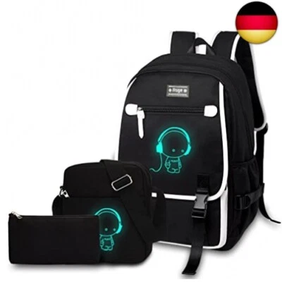 Schulrucksack Jungen Mädchen Teenager Rucksack Groß 3-teiliges Set Schulranzen R - Bild 1 von 4