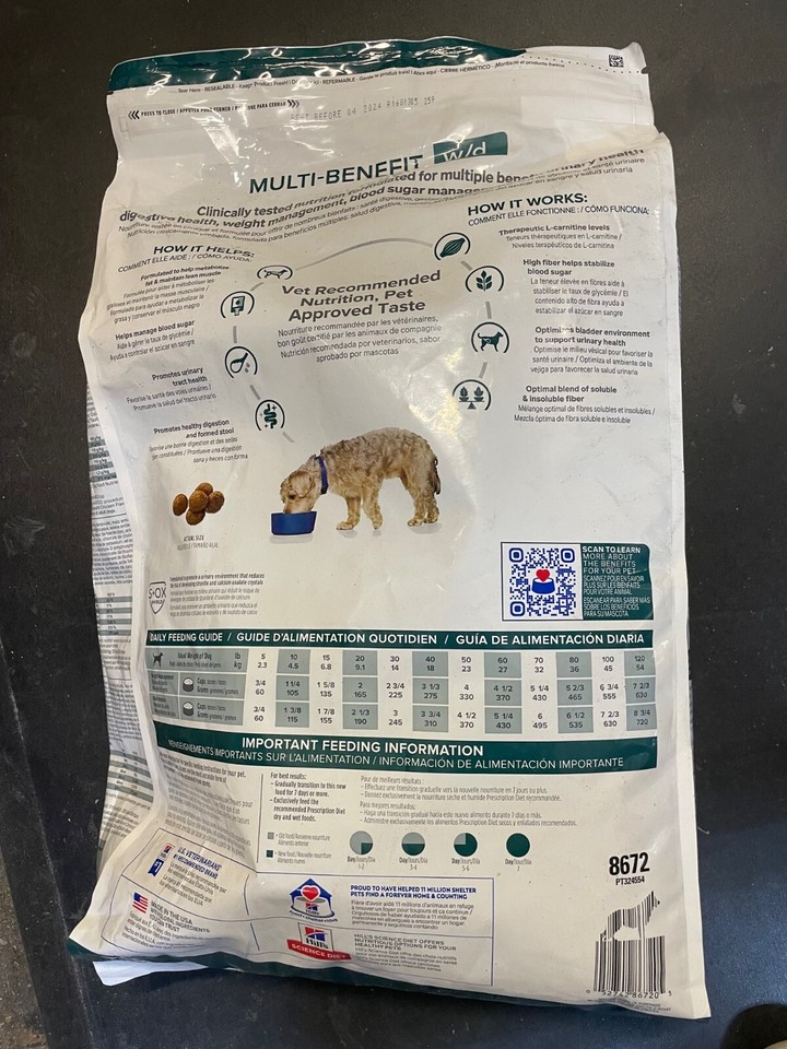 17.5 BAG Hills Science Diet w/d Multi Benefit DOG FOOD 8672 BB04/2024