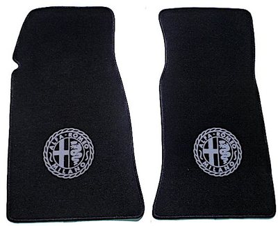 Fußmatten Teppich für Alfa Romeo Spider Fastback 70-84 mit Grau Milano Logo