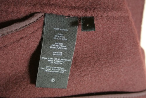 NEW Theory Pleated Back Wool & Cashmere Blend Jacket in Burgendy - Size 2 #SJ062 - Picture 7 of 7