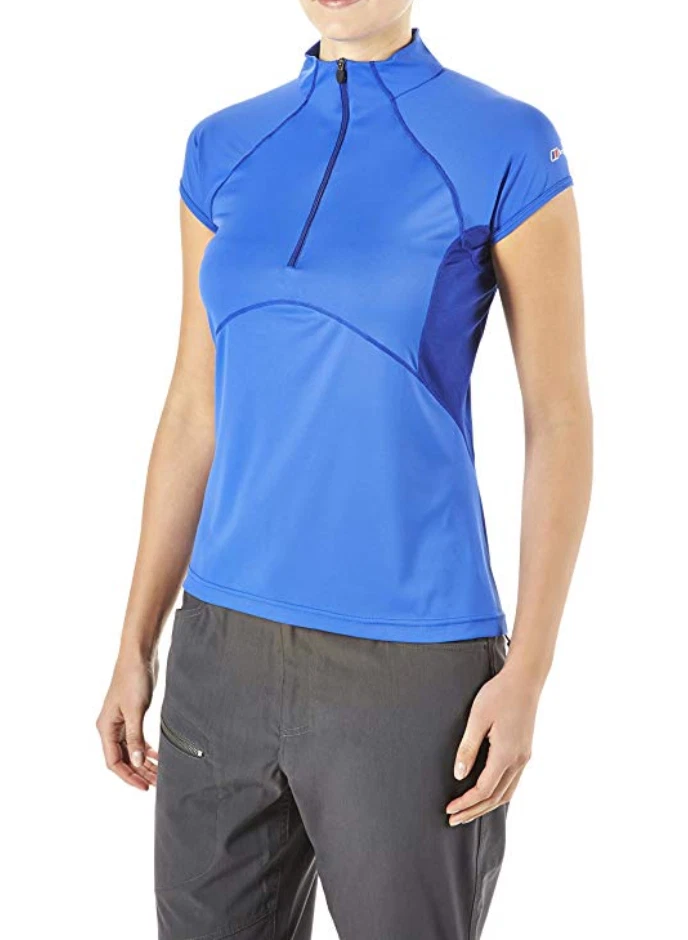 Size 12 Berghaus Women's Vapour II Base 1/2 Zip Short Sleeve Shirt Blue - Image 3 of 4