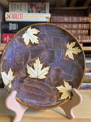 Vintage D Burns Signed Hand thrown Art Pottery Plate 7  Faith Hope Love