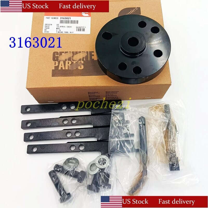 5Pcs/Set Cam Timing Tool Kit 3163021 for Cummins ISX/QSX 2007~2017 with Crank Pin 3163020 Heavy Duty Steel Cummins Engines Tool - 34