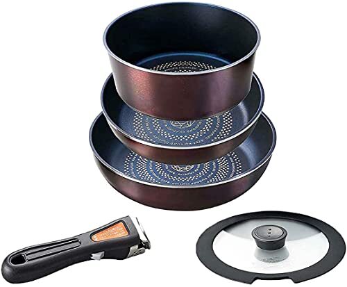 New Pearl Metal HB-3497 5-Piece Frying Pan and Pot Set  Induction Compatible