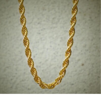 18k Gold Rope Chain 20 Inch Yellow Gold Chain Real 18K Yellow Gold
