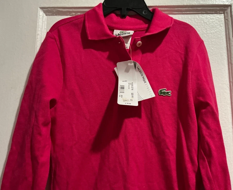 Lacoste поло длинным рукавом рубашка девочек с воротником поло AMELIE розовый размер 10 новый с Ярлыками - Изображение 2 из 4