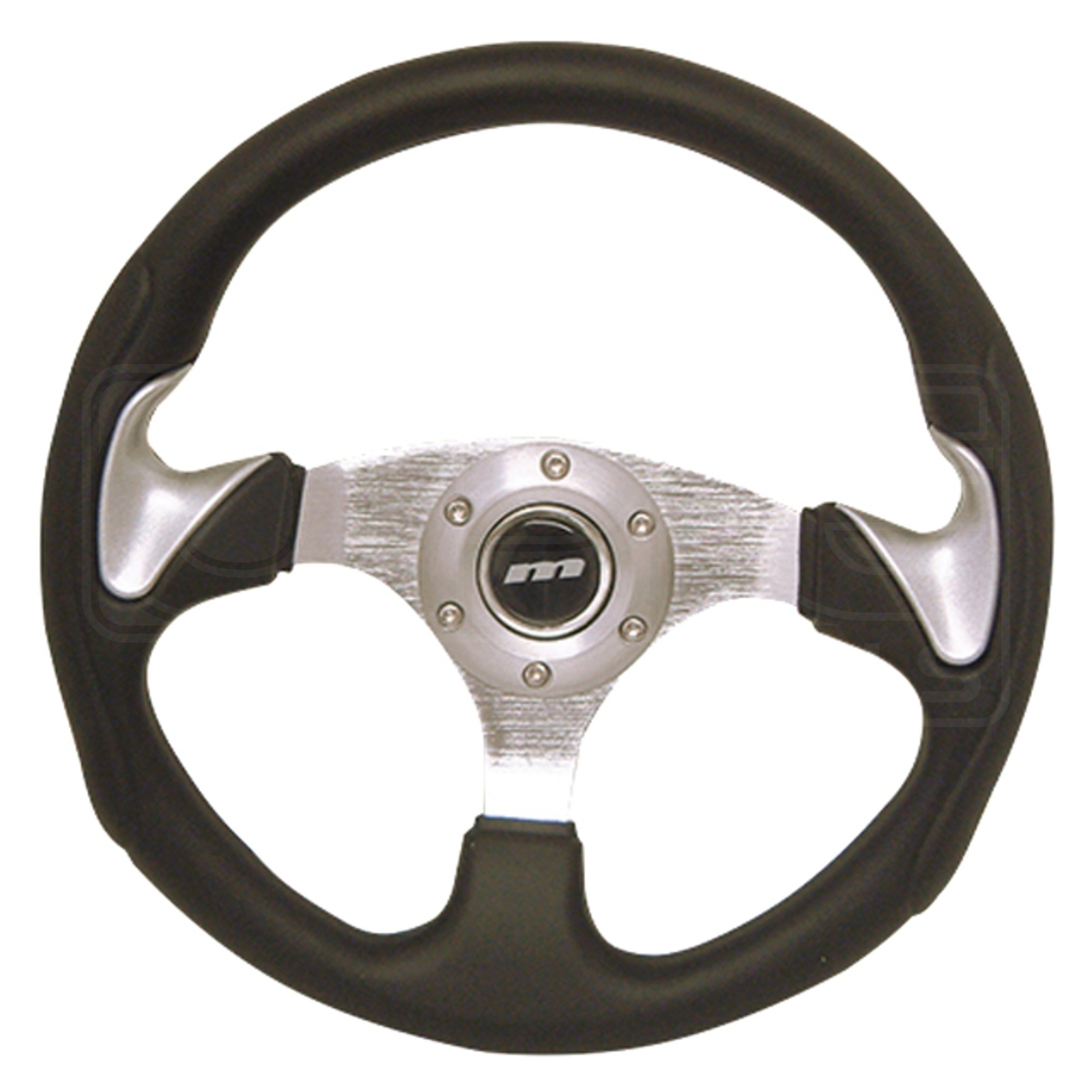 320mm Steering Wheel - Silver Thumb Spats - M Range M32X3PPBS - Mountney