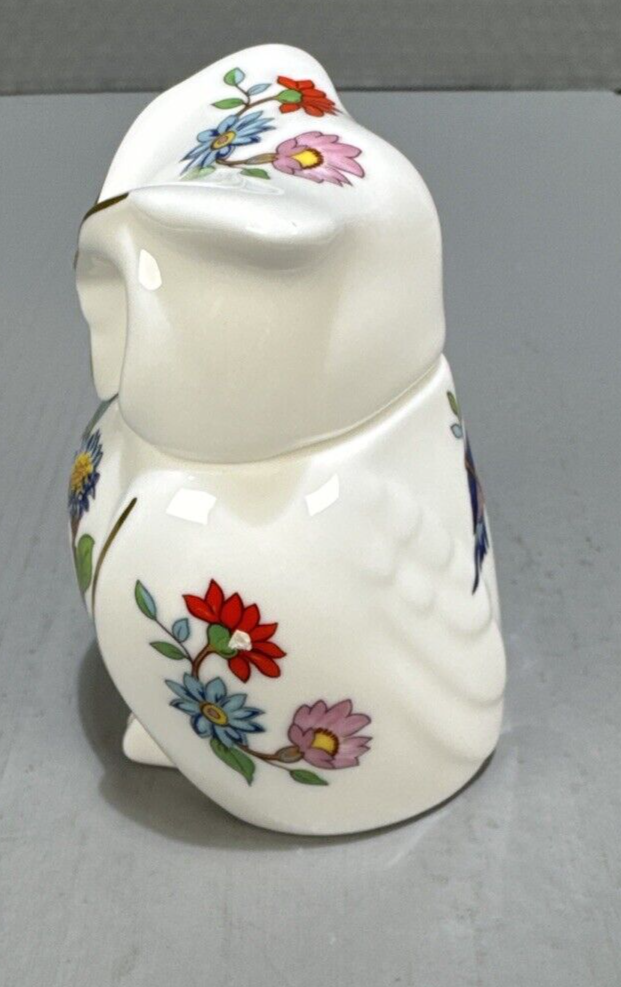 Vintage Aynsley Pembroke Fine Bone China Floral Owl Trinket Box W