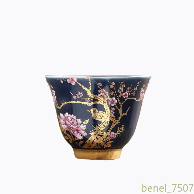 1Pc Palace Luxury Ceramic Teacup Hand Painted Flowers Tea Bowl Handmade Tea Cup